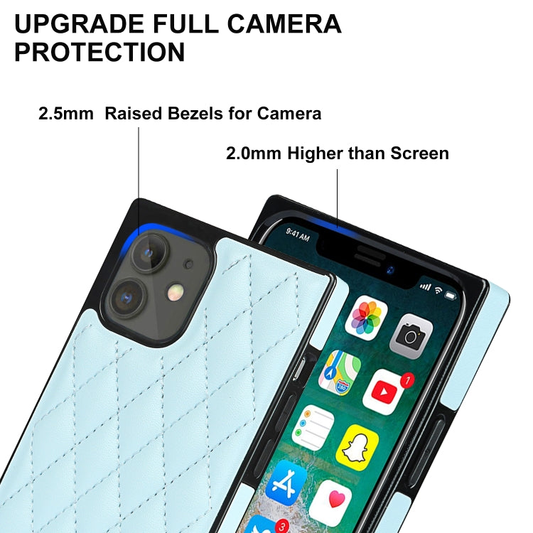 For iPhone 12 mini Elegant Rhombic Pattern Microfiber Leather +TPU Shockproof Case with Crossbody Strap Chain