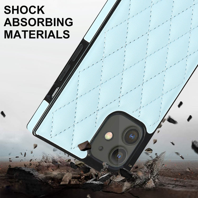 For iPhone 12 mini Elegant Rhombic Pattern Microfiber Leather +TPU Shockproof Case with Crossbody Strap Chain