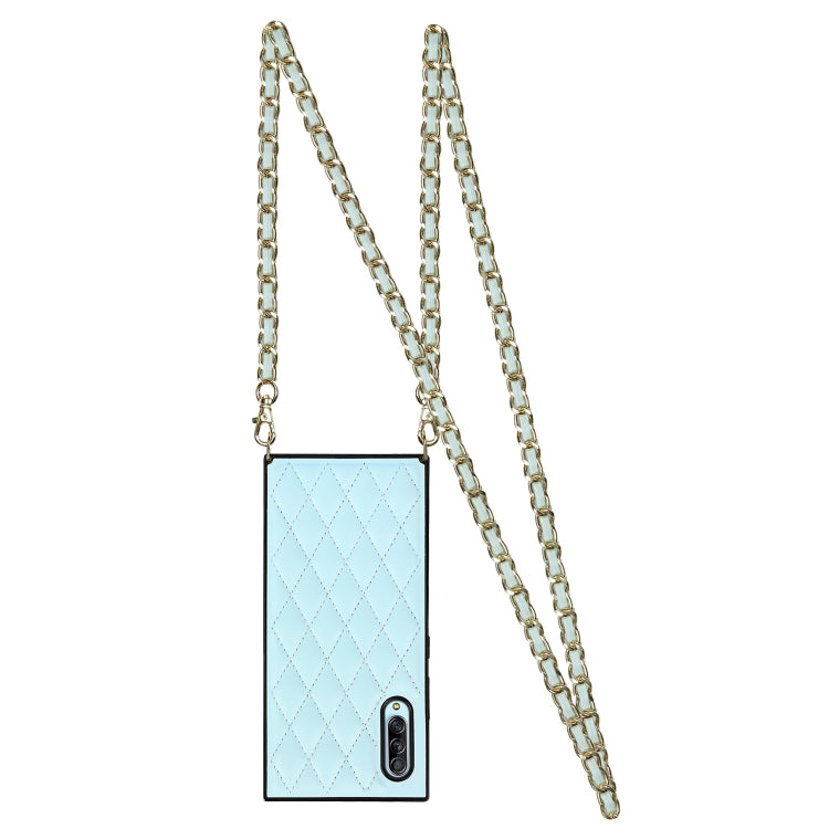 For Samsung Galaxy A90 5G Elegant Rhombic Pattern Microfiber Leather +TPU Shockproof Case with Crossbody Strap Chain