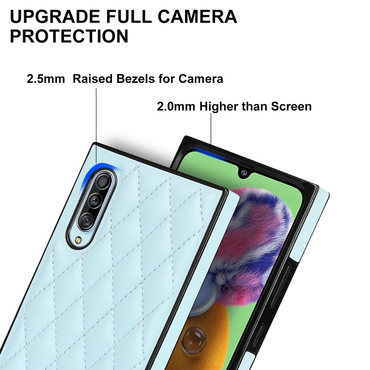 For Samsung Galaxy A90 5G Elegant Rhombic Pattern Microfiber Leather +TPU Shockproof Case with Crossbody Strap Chain
