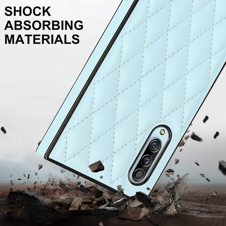 For Samsung Galaxy A90 5G Elegant Rhombic Pattern Microfiber Leather +TPU Shockproof Case with Crossbody Strap Chain