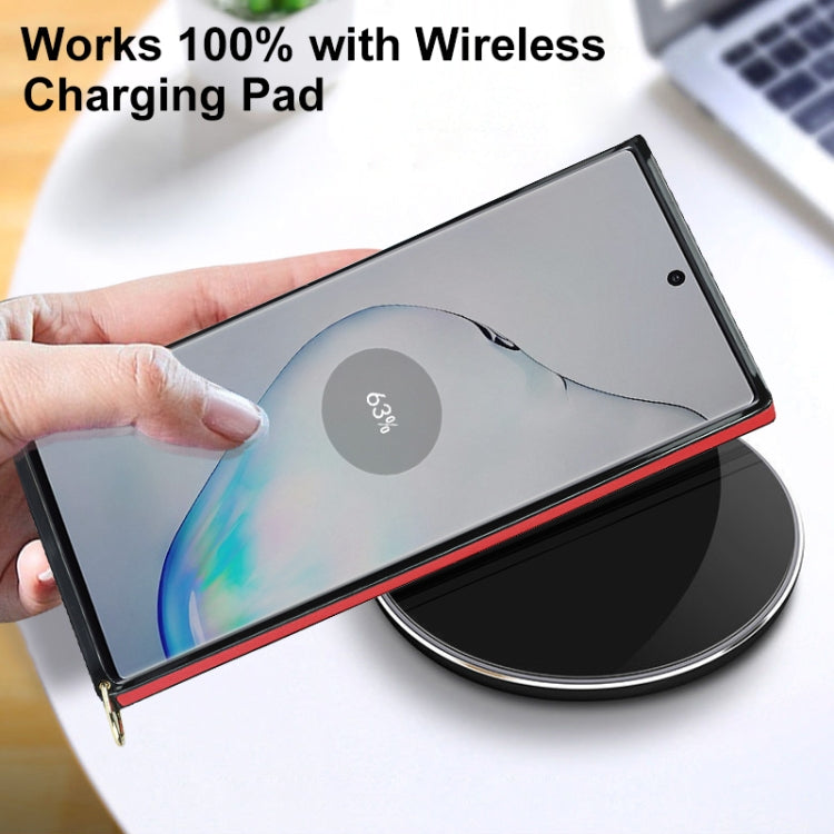 For Samsung Galaxy Note10 Elegant Rhombic Pattern Microfiber Leather +TPU Shockproof Case with Crossbody Strap Chain