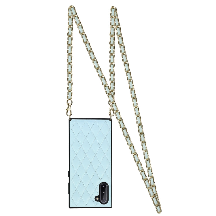 For Samsung Galaxy Note10 Elegant Rhombic Pattern Microfiber Leather +TPU Shockproof Case with Crossbody Strap Chain