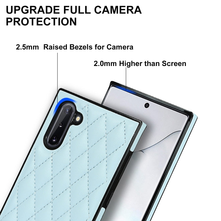 For Samsung Galaxy Note10 Elegant Rhombic Pattern Microfiber Leather +TPU Shockproof Case with Crossbody Strap Chain