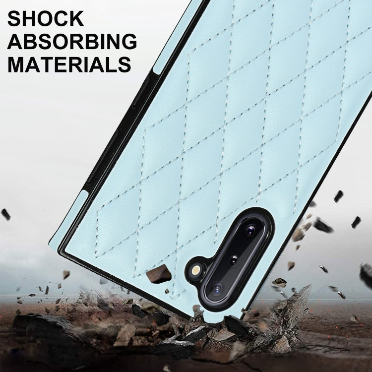 For Samsung Galaxy Note10 Elegant Rhombic Pattern Microfiber Leather +TPU Shockproof Case with Crossbody Strap Chain