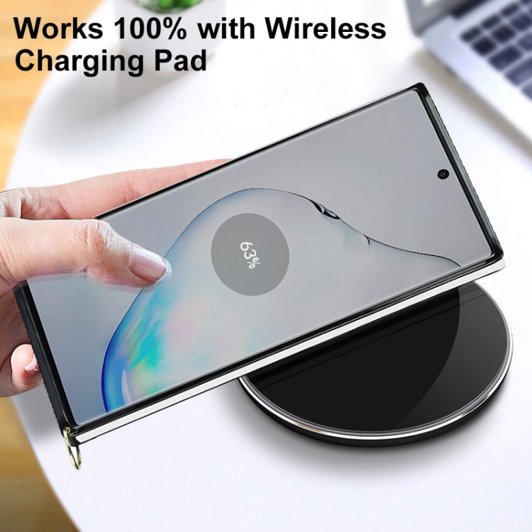 For Samsung Galaxy Note10+ Elegant Rhombic Pattern Microfiber Leather +TPU Shockproof Case with Crossbody Strap Chain
