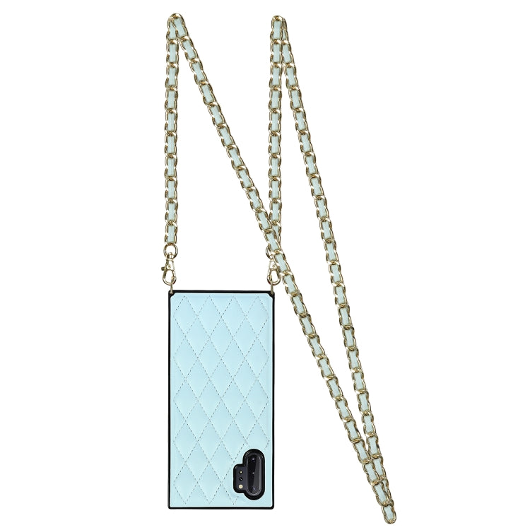 For Samsung Galaxy Note10+ Elegant Rhombic Pattern Microfiber Leather +TPU Shockproof Case with Crossbody Strap Chain