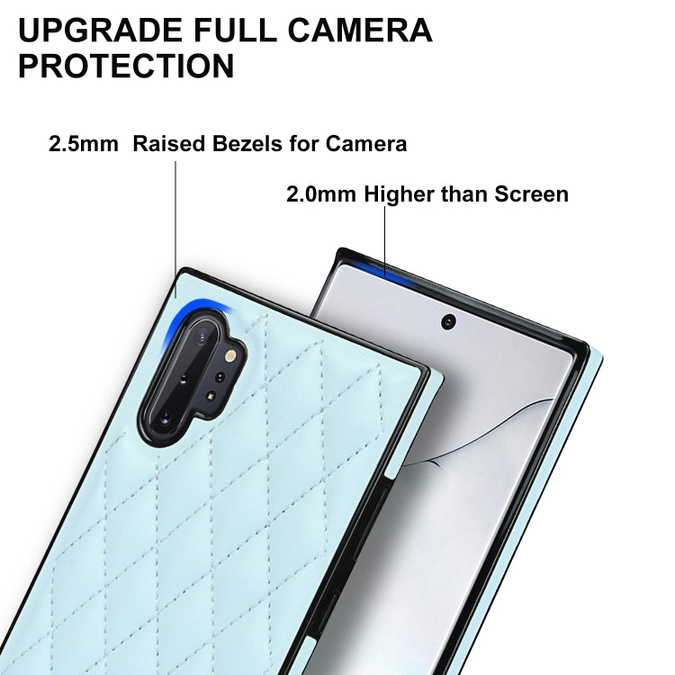 For Samsung Galaxy Note10+ Elegant Rhombic Pattern Microfiber Leather +TPU Shockproof Case with Crossbody Strap Chain