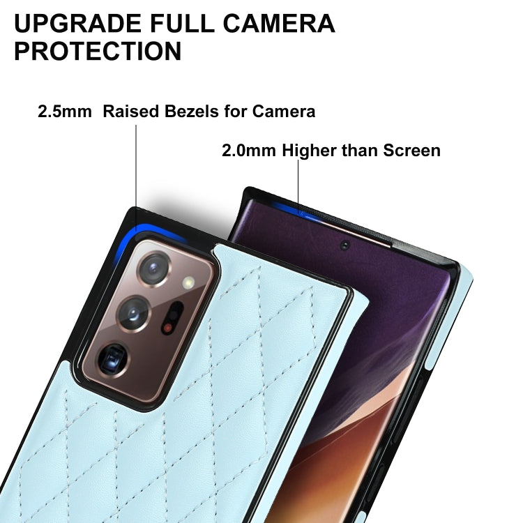 For Samsung Galaxy Note20 Ultra Elegant Rhombic Pattern Microfiber Leather +TPU Shockproof Case with Crossbody Strap Chain