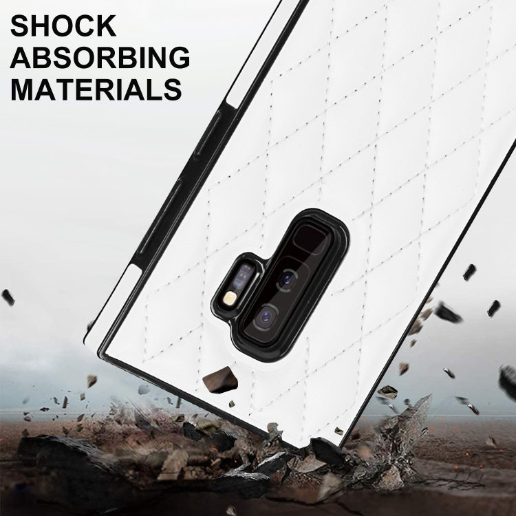 For Samsung Galaxy S9+ Elegant Rhombic Pattern Microfiber Leather +TPU Shockproof Case with Crossbody Strap Chain
