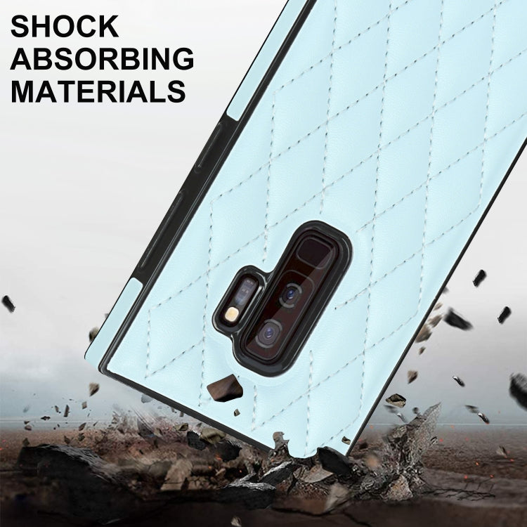 For Samsung Galaxy S9+ Elegant Rhombic Pattern Microfiber Leather +TPU Shockproof Case with Crossbody Strap Chain