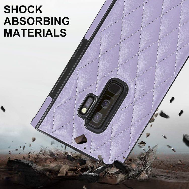 For Samsung Galaxy S9+ Elegant Rhombic Pattern Microfiber Leather +TPU Shockproof Case with Crossbody Strap Chain