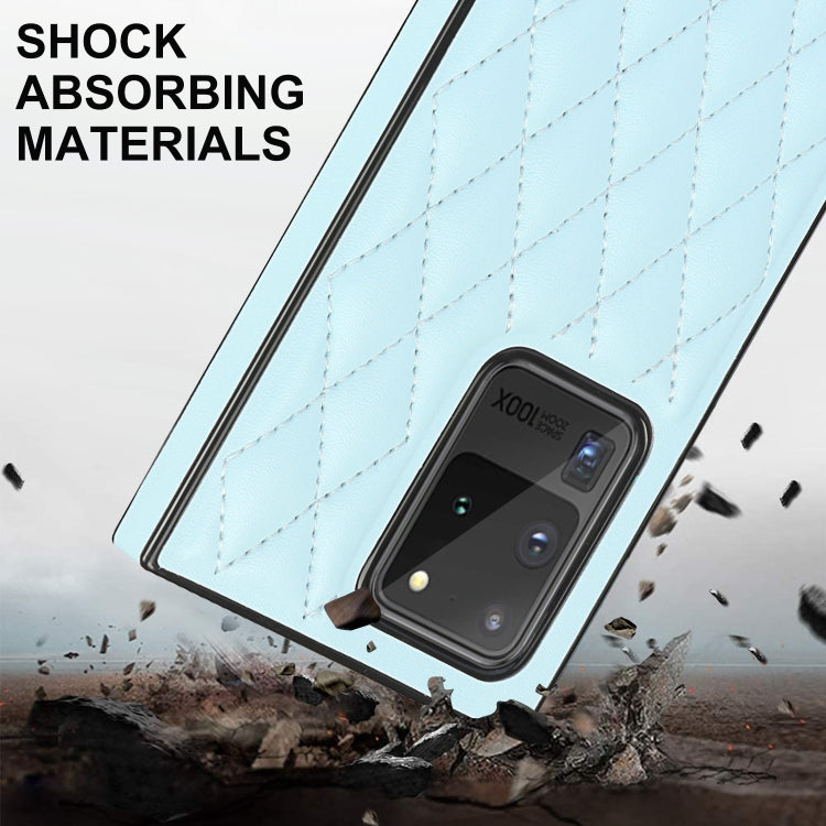 For Samsung Galaxy S20 Ultra Elegant Rhombic Pattern Microfiber Leather +TPU Shockproof Case with Crossbody Strap Chain