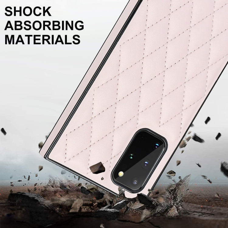 For Samsung Galaxy S20 Elegant Rhombic Pattern Microfiber Leather +TPU Shockproof Case with Crossbody Strap Chain