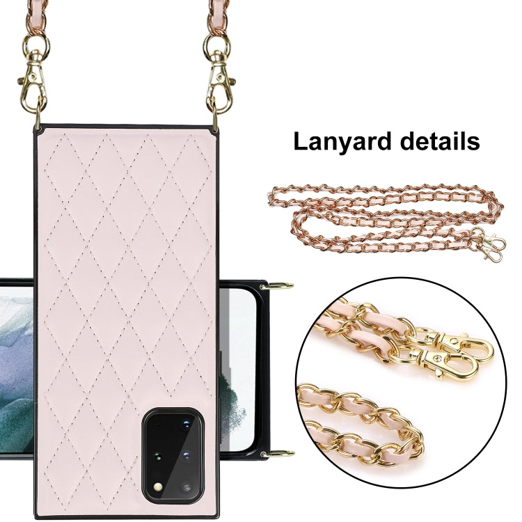 For Samsung Galaxy S20 Elegant Rhombic Pattern Microfiber Leather +TPU Shockproof Case with Crossbody Strap Chain