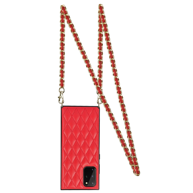 For Samsung Galaxy S20 Elegant Rhombic Pattern Microfiber Leather +TPU Shockproof Case with Crossbody Strap Chain