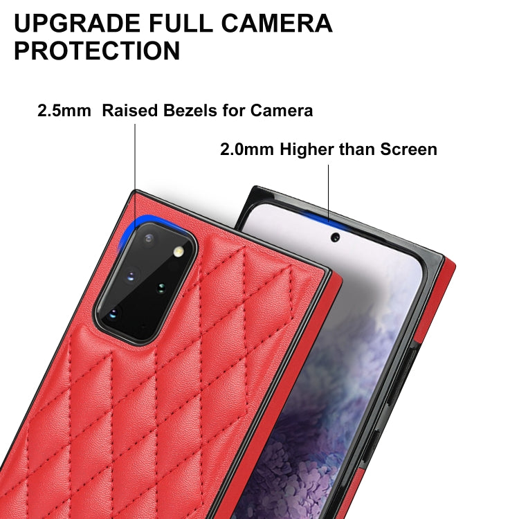 For Samsung Galaxy S20 Elegant Rhombic Pattern Microfiber Leather +TPU Shockproof Case with Crossbody Strap Chain