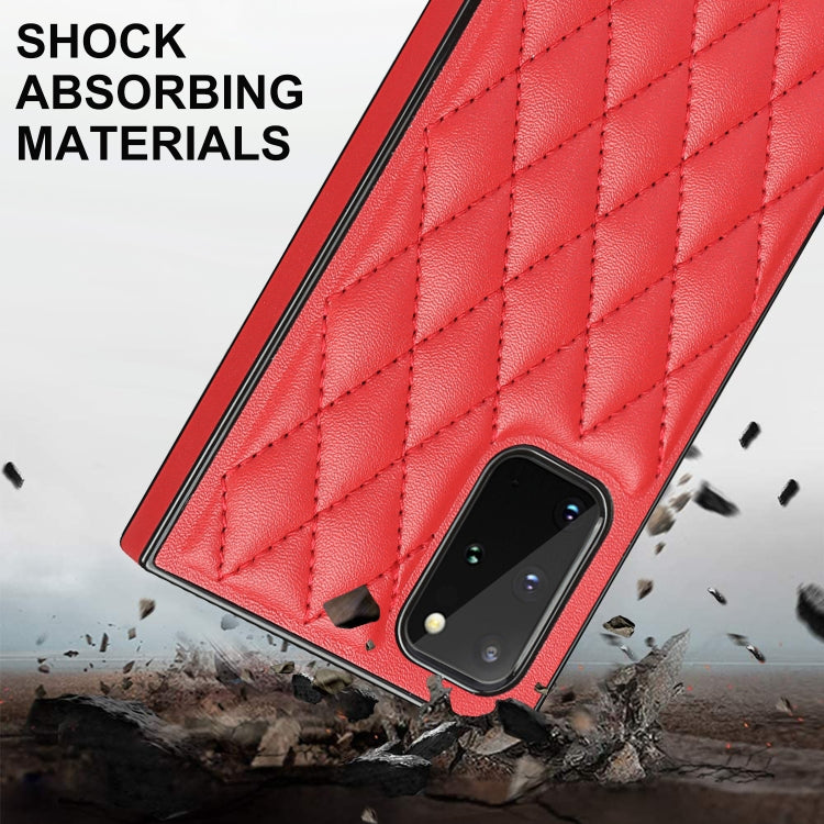 For Samsung Galaxy S20 Elegant Rhombic Pattern Microfiber Leather +TPU Shockproof Case with Crossbody Strap Chain