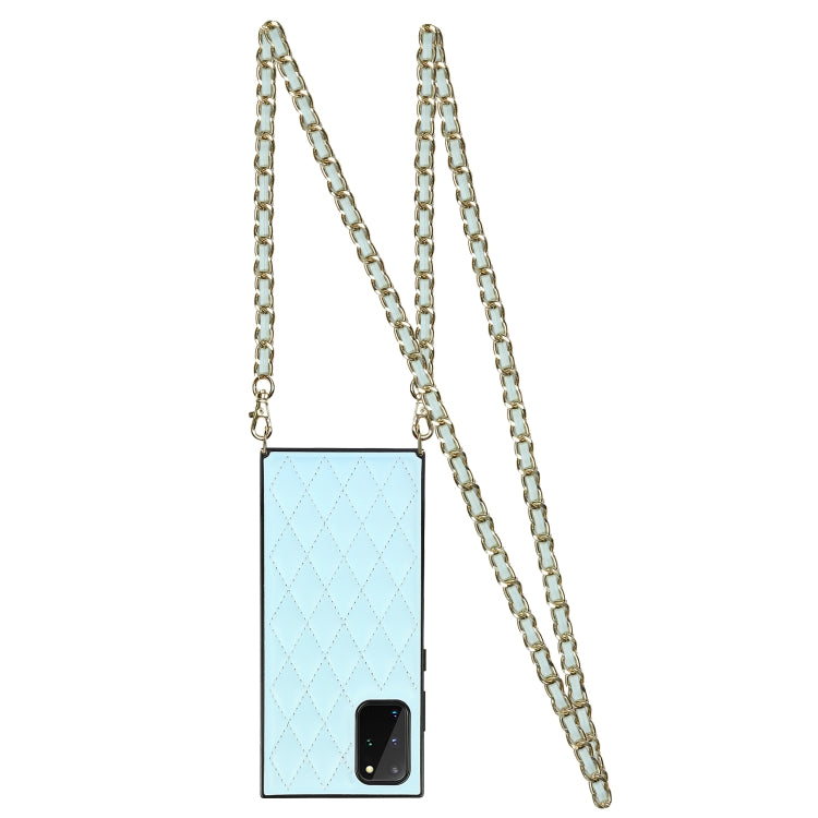 For Samsung Galaxy S20 Elegant Rhombic Pattern Microfiber Leather +TPU Shockproof Case with Crossbody Strap Chain