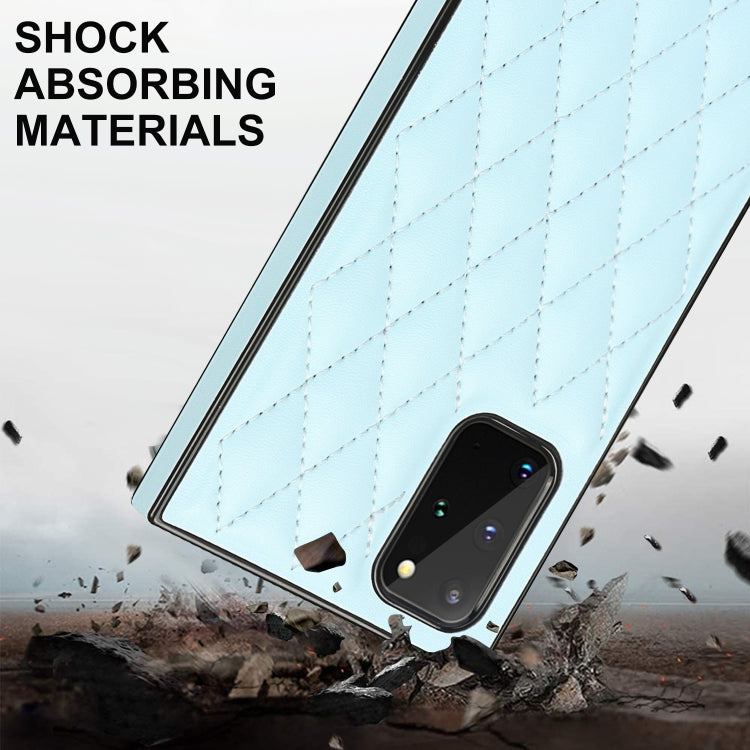 For Samsung Galaxy S20 Elegant Rhombic Pattern Microfiber Leather +TPU Shockproof Case with Crossbody Strap Chain