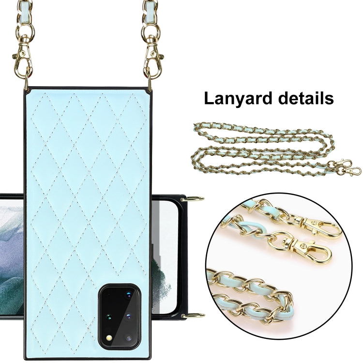 For Samsung Galaxy S20 Elegant Rhombic Pattern Microfiber Leather +TPU Shockproof Case with Crossbody Strap Chain