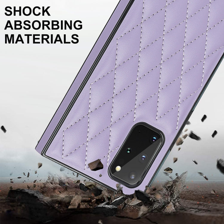 For Samsung Galaxy S20 Elegant Rhombic Pattern Microfiber Leather +TPU Shockproof Case with Crossbody Strap Chain