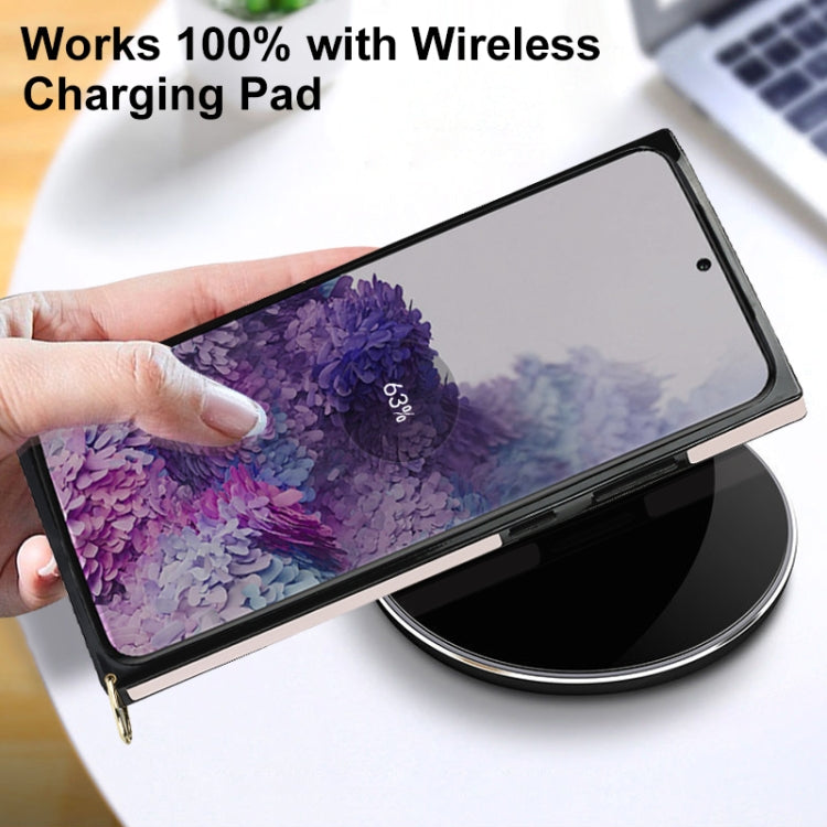 For Samsung Galaxy S20+ Elegant Rhombic Pattern Microfiber Leather +TPU Shockproof Case with Crossbody Strap Chain