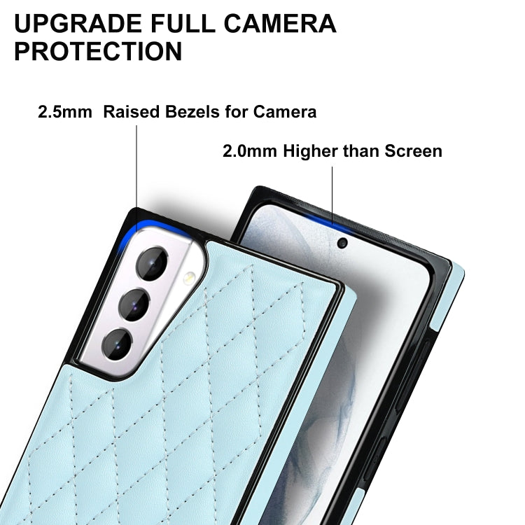 For Samsung Galaxy S21+ 5G Elegant Rhombic Pattern Microfiber Leather +TPU Shockproof Case with Crossbody Strap Chain