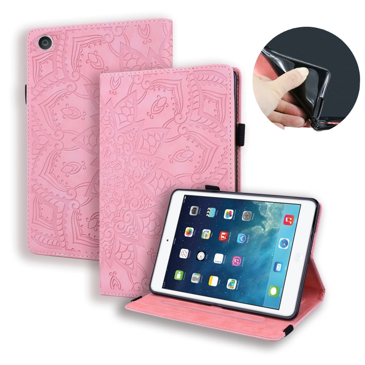 For iPad 4 & 3 & 2 Calf Pattern Double Folding Design Embossed Leather Case with Holder & Card Slots & Pen Slot & Elastic Band