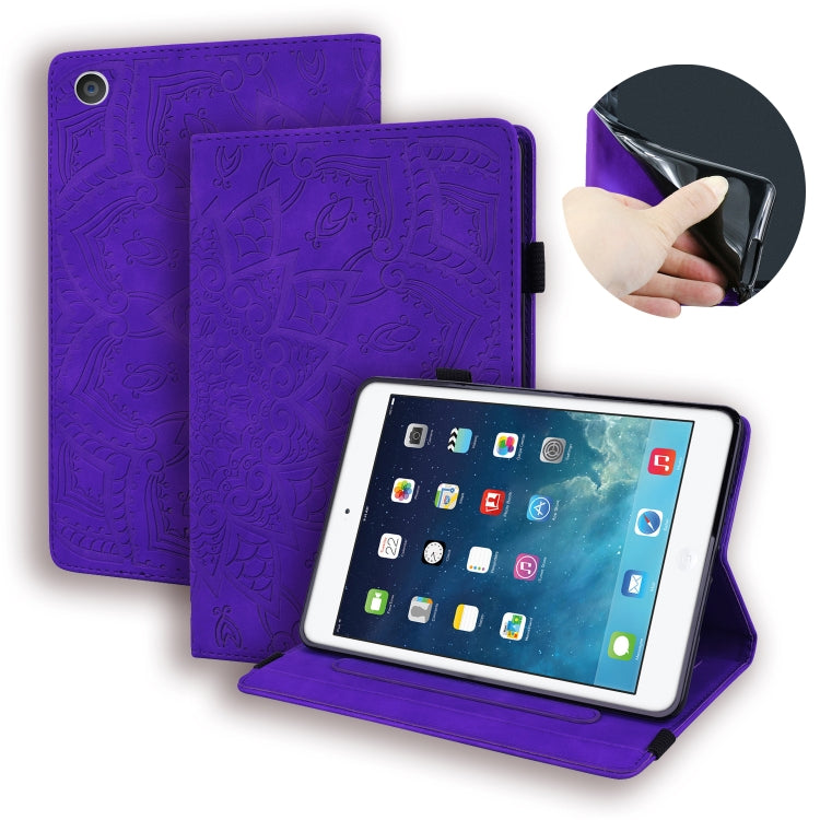 For iPad 4 & 3 & 2 Calf Pattern Double Folding Design Embossed Leather Case with Holder & Card Slots & Pen Slot & Elastic Band