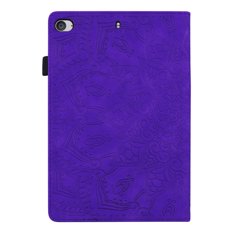 For iPad Mini 2019 & 4 & 3 & 2 Calf Pattern Double Folding Design Embossed Leather Case with Holder & Card Slots & Pen Slot & Elastic Band