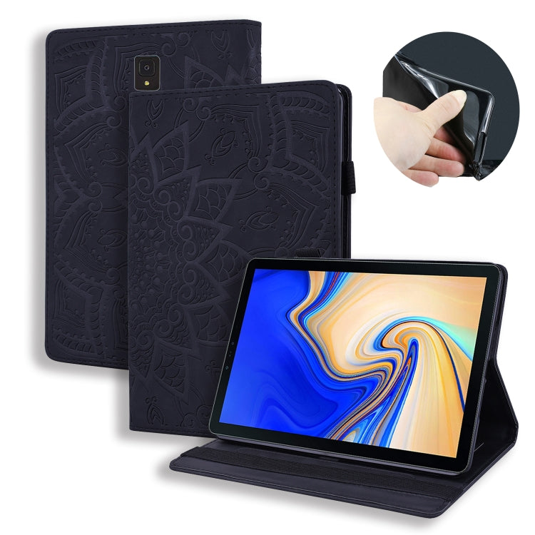 For Galaxy Tab S4 10.5 T830 / T835 Calf Pattern Double Folding Design Embossed Leather Case with Holder & Card Slots & Pen Slot & Elastic Band