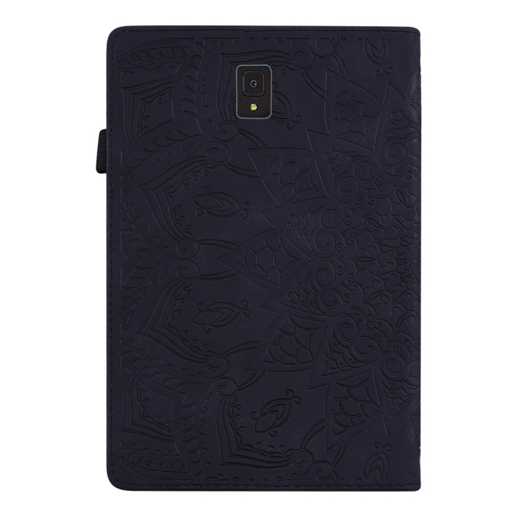 For Galaxy Tab S4 10.5 T830 / T835 Calf Pattern Double Folding Design Embossed Leather Case with Holder & Card Slots & Pen Slot & Elastic Band