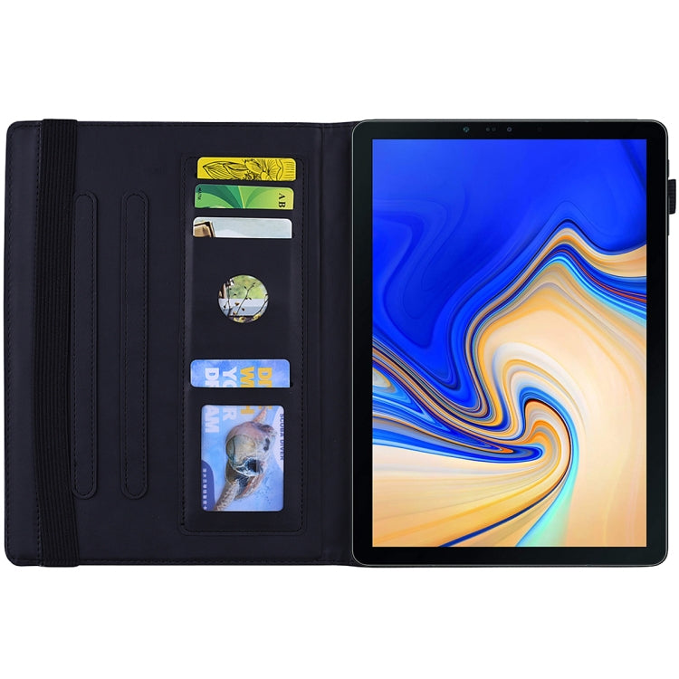 For Galaxy Tab S4 10.5 T830 / T835 Calf Pattern Double Folding Design Embossed Leather Case with Holder & Card Slots & Pen Slot & Elastic Band