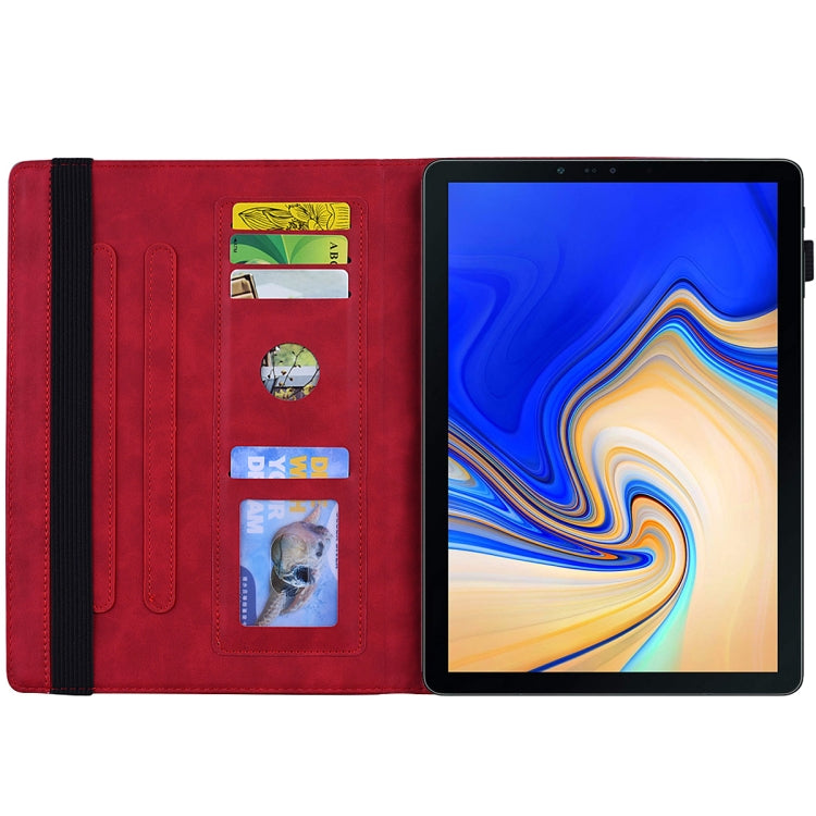 For Galaxy Tab S4 10.5 T830 / T835 Calf Pattern Double Folding Design Embossed Leather Case with Holder & Card Slots & Pen Slot & Elastic Band
