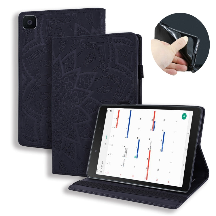 For Galaxy Tab A 8.0 (2019)  Calf Pattern Double Folding Design Embossed Leather Case with Holder & Card Slots & Pen Slot & Elastic Band