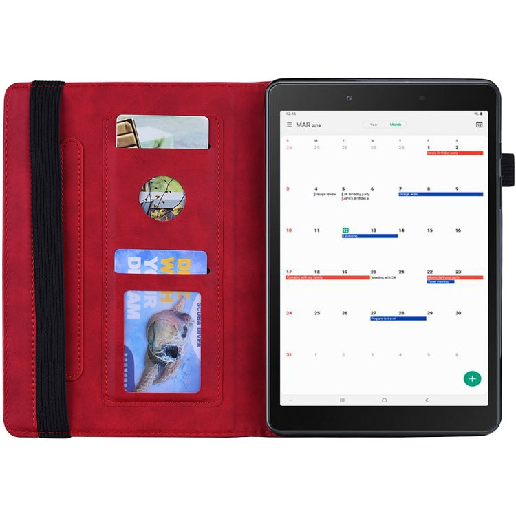 For Galaxy Tab A 8.0 (2019)  Calf Pattern Double Folding Design Embossed Leather Case with Holder & Card Slots & Pen Slot & Elastic Band