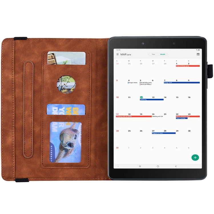 For Galaxy Tab A 8.0 (2019)  Calf Pattern Double Folding Design Embossed Leather Case with Holder & Card Slots & Pen Slot & Elastic Band