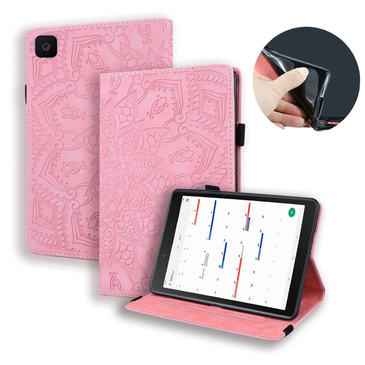 For Galaxy Tab A 8.0 (2019)  Calf Pattern Double Folding Design Embossed Leather Case with Holder & Card Slots & Pen Slot & Elastic Band