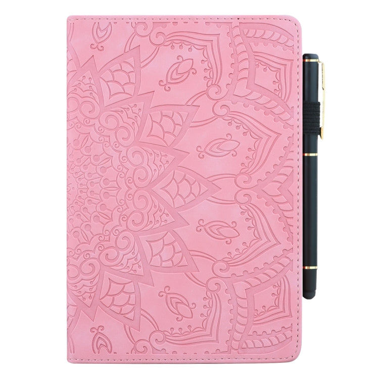 For Galaxy Tab A 8.0 (2019)  Calf Pattern Double Folding Design Embossed Leather Case with Holder & Card Slots & Pen Slot & Elastic Band