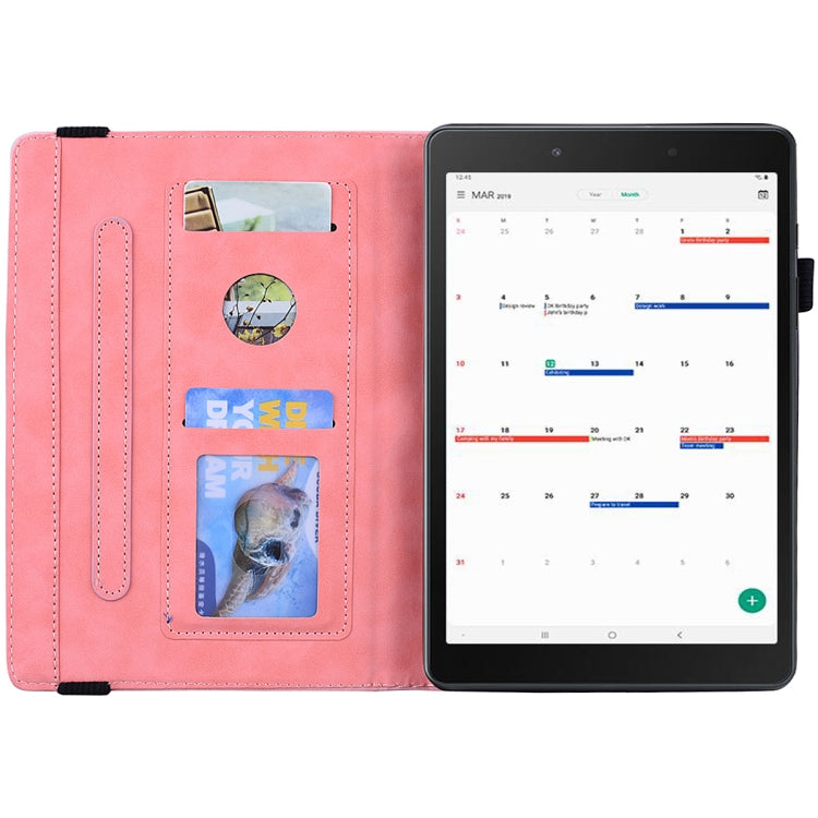 For Galaxy Tab A 8.0 (2019)  Calf Pattern Double Folding Design Embossed Leather Case with Holder & Card Slots & Pen Slot & Elastic Band