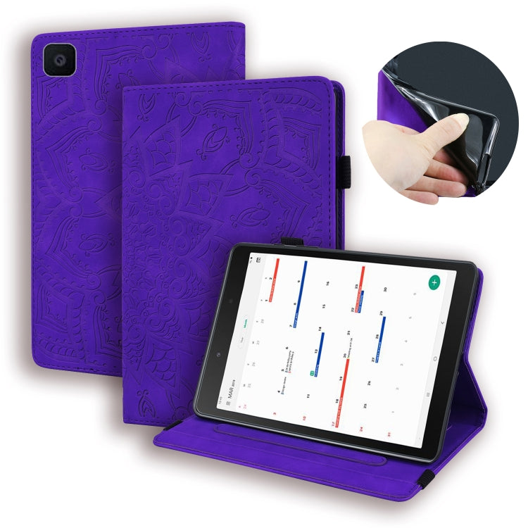 For Galaxy Tab A 8.0 (2019)  Calf Pattern Double Folding Design Embossed Leather Case with Holder & Card Slots & Pen Slot & Elastic Band
