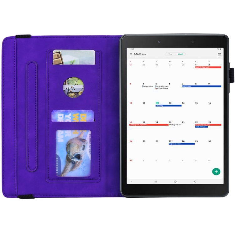 For Galaxy Tab A 8.0 (2019)  Calf Pattern Double Folding Design Embossed Leather Case with Holder & Card Slots & Pen Slot & Elastic Band
