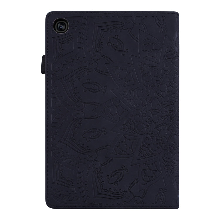 For Galaxy Tab A 10.1 (2019) Calf Pattern Double Folding Design Embossed Leather Case with Holder & Card Slots & Pen Slot & Elastic Band