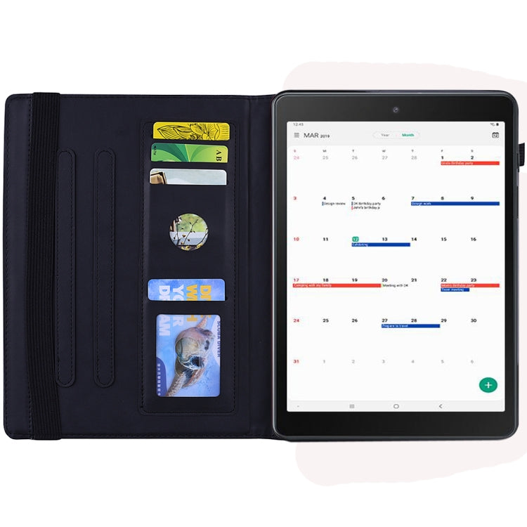 For Galaxy Tab A 10.1 (2019) Calf Pattern Double Folding Design Embossed Leather Case with Holder & Card Slots & Pen Slot & Elastic Band