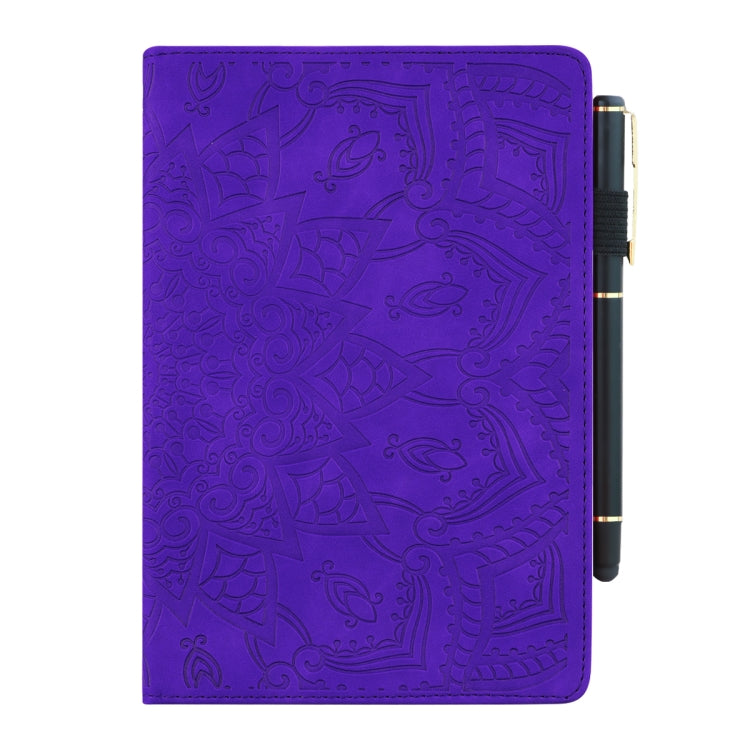 For Galaxy Tab A 10.1 (2019) Calf Pattern Double Folding Design Embossed Leather Case with Holder & Card Slots & Pen Slot & Elastic Band