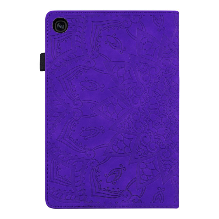 For Galaxy Tab A 10.1 (2019) Calf Pattern Double Folding Design Embossed Leather Case with Holder & Card Slots & Pen Slot & Elastic Band