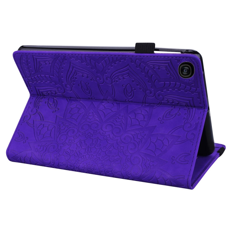For Galaxy Tab A 10.1 (2019) Calf Pattern Double Folding Design Embossed Leather Case with Holder & Card Slots & Pen Slot & Elastic Band