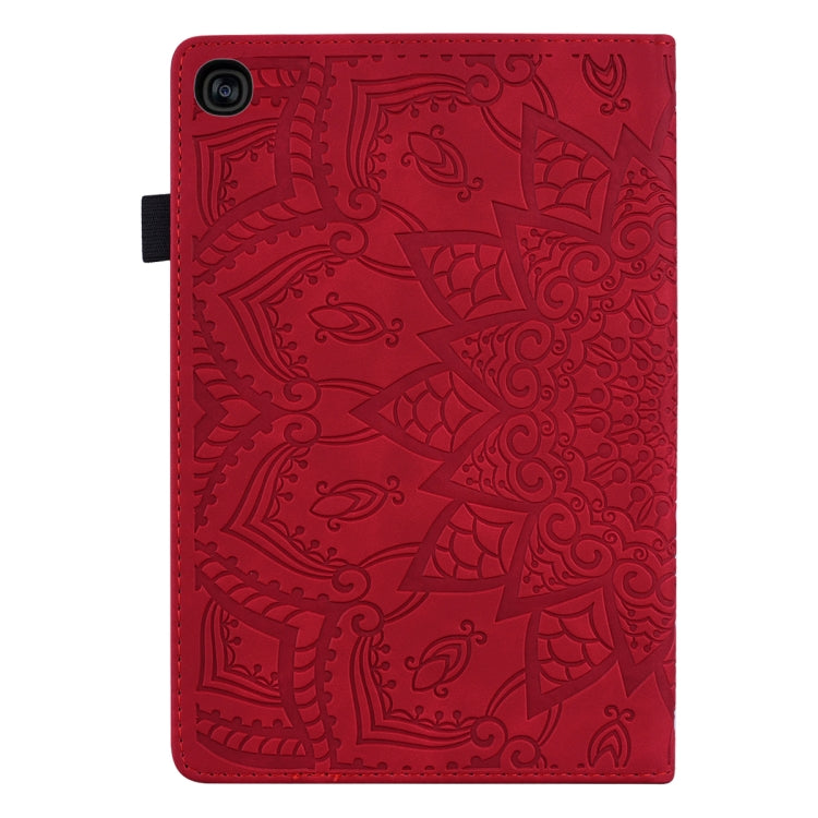 For Galaxy Tab S5e 10.5 T720 / T725 Calf Pattern Double Folding Design Embossed Leather Case with Holder & Card Slots & Pen Slot & Elastic Band