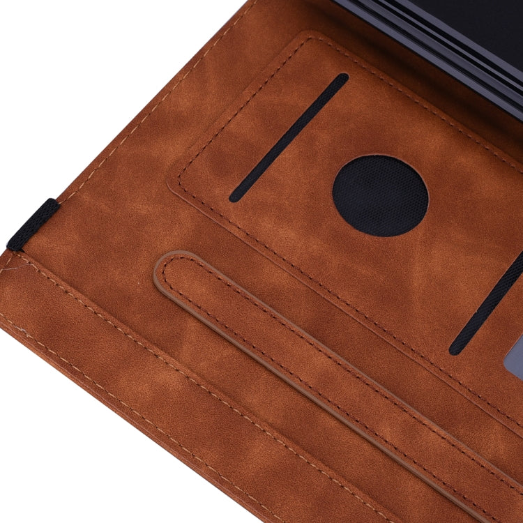For Galaxy Tab S5e 10.5 T720 / T725 Calf Pattern Double Folding Design Embossed Leather Case with Holder & Card Slots & Pen Slot & Elastic Band